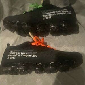 Nike Black Vapormax with Green and Orange Accents